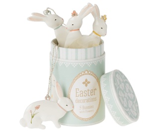 MAILEG Zestaw króliczków wielkanocnych 5 szt, Dekoracja wielkanocna - Easter bunny ornaments, 5 pcs.