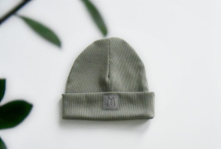 MISGATOS Czapka podwijana prążek - khaki (oliwka)