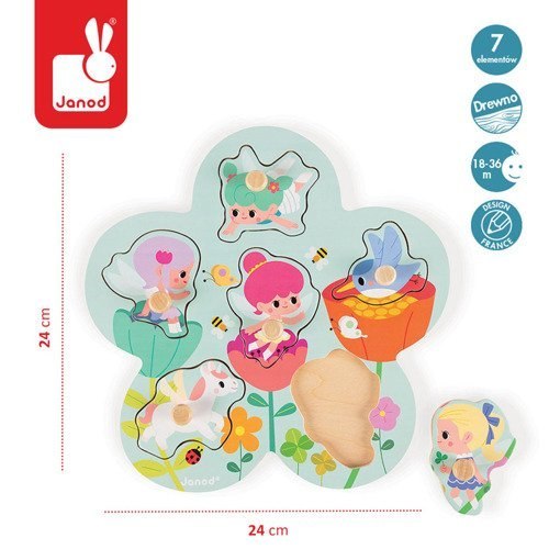 Janod Puzzle drewniane Wesołe Wróżki Janod Puzzle drewniane Wesołe Wróżki