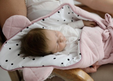 SLEEPEE Rożek niemowlęcy Royal Baby Grey/Pink, różowa kokarda SLEEPEE Rożek niemowlęcy Royal Baby Grey/Pink, różowa kokarda
