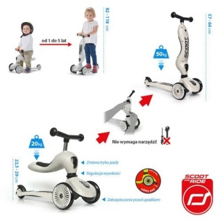Jeździk i hulajnoga 2w1 Highwaykick1- Scoot & Ride -1-5 lat Ash