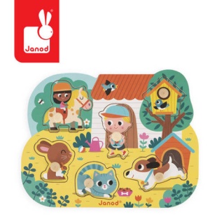 JANOD Puzzle drewniane Na wsi 6 elementów, 18 m+
