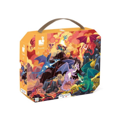 JANOD Puzzle w walizce Ogniste smoki 54 elementy 5+
