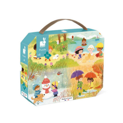 JANOD Puzzle w walizce Pory roku 36 elementów 4+ JANOD Puzzle w walizce Pory roku 36 elementów 4+