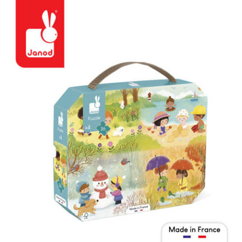 JANOD Puzzle w walizce Pory roku 36 elementów 4+ JANOD Puzzle w walizce Pory roku 36 elementów 4+