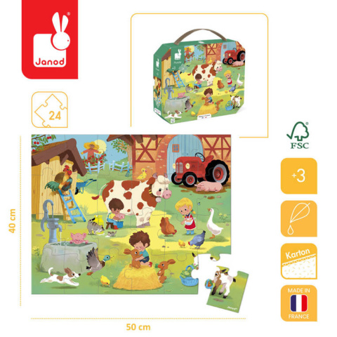 JANOD Puzzle w walizce Dzień na farmie 24 elementy JANOD Puzzle w walizce Dzień na farmie 24 elementy