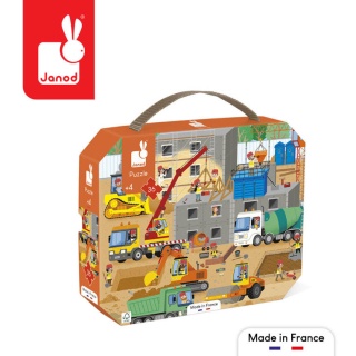 Puzzle w walizce Janod Plac budowy - 36 elementów
