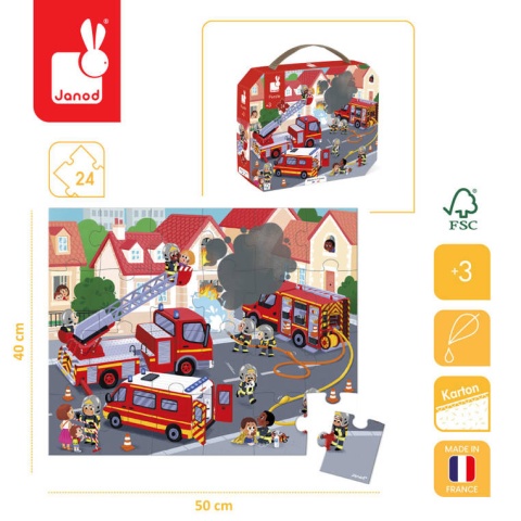 JANOD Puzzle w walizce Strażacy 24 elementy