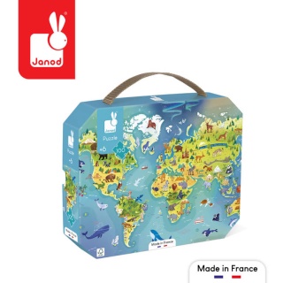 JANOD Puzzle w walizce Mapa świata 100 elementów
