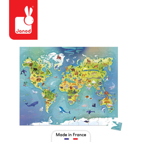 JANOD Puzzle w walizce Mapa świata 100 elementów JANOD Puzzle w walizce Mapa świata 100 elementów