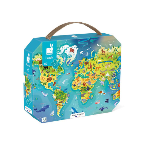 JANOD Puzzle w walizce Mapa świata 100 elementów JANOD Puzzle w walizce Mapa świata 100 elementów