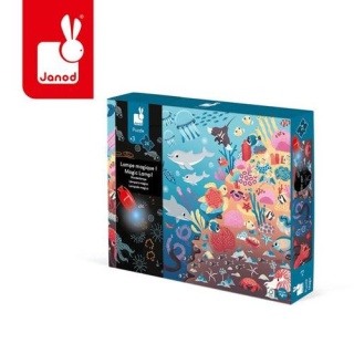 Świecące puzzle Janod z mini-lampką UV Ocean - 24 elementy