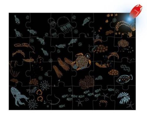 JANOD Świecące puzzle z mini-lampką UV Ocean 24 elementy 3+ JANOD Świecące puzzle z mini-lampką UV Ocean 24 elementy 3+