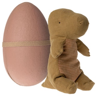 MAILEG Maskotka dinozaur w jajku, Gantosaurus in egg, Medium - Dark ocher