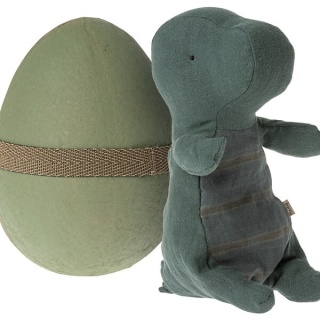 MAILEG Maskotka dinozaur w jajku, Gantosaurus in egg, Small - Dark petrol