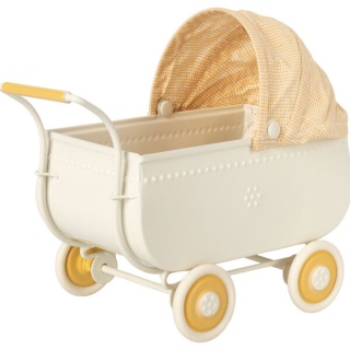 Żółty wózek metalowy dla myszki Maileg Pram Micro Yellow
