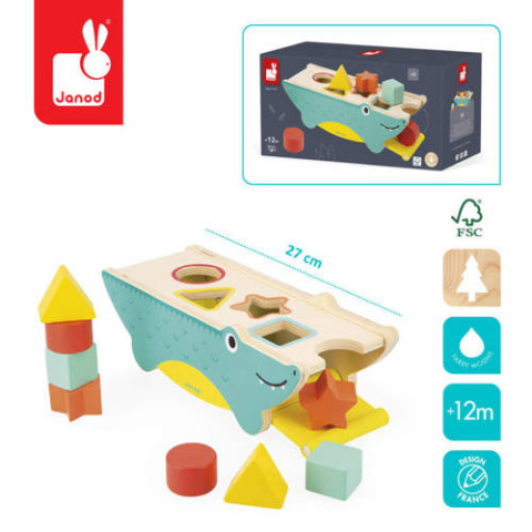 JANOD Drewniany sorter krokodyl Tropik 12m+ JANOD Drewniany sorter krokodyl Tropik 12m+