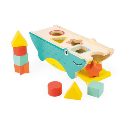 JANOD Drewniany sorter krokodyl Tropik 12m+ JANOD Drewniany sorter krokodyl Tropik 12m+