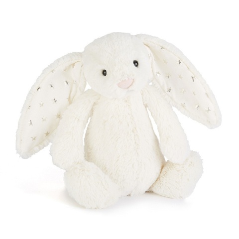 Jellycat Bashful Królik biały z uszami w gwiazdki 31cm