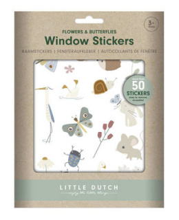 Little Dutch Naklejki wielokrotnego użytku na okno Flowers & Butterflies