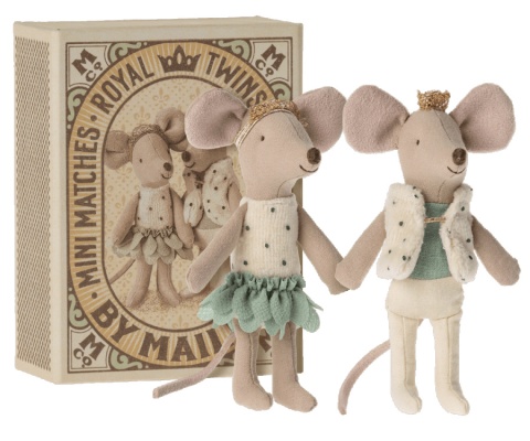 MAILEG Królewskie bliźniaki, Royal twins mice, Little sister and brother in box