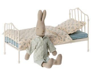 MAILEG Łóżko mini niebieskie, Miniature bed, Mini - Blue