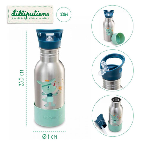 LILLIPUTIENS Bidon 600 ml ze stali nierdzewnej ze słomką Magiczny Smok Joe LILLIPUTIENS Bidon 600 ml ze stali nierdzewnej ze słomką Magiczny Smok Joe