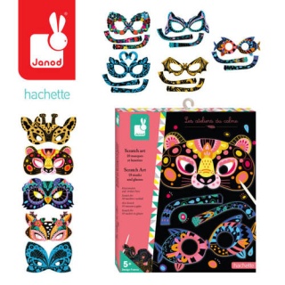 JANOD Zestaw kreatywny Zdrapywanki Maski i okulary Zwierzęta 5+