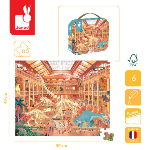 Janod Puzzle w walizce Muzeum historii naturalnej 100 elementów 6+ Made in France Janod Puzzle w walizce Muzeum historii naturalnej 100 elementów 6+ Made in France