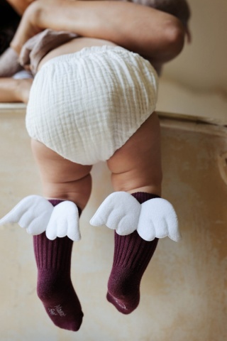 Mama's Feet Podkolanówki Dziecięce - Śliwkowy Aniołek