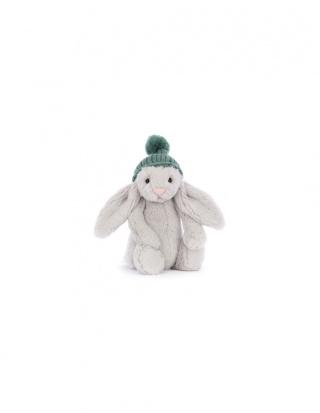 Jellycat Króliczek Srebrny w Czapce Zielonej 18 cm