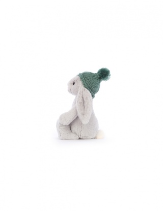 Jellycat Króliczek Srebrny w Czapce Zielonej 18 cm