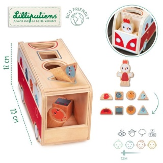 Drewniany sorter autobus Liliputiens Kokoszka Paulette z kurczaczkami