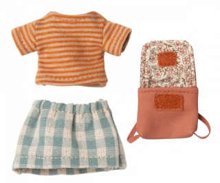 MAILEG Ubranko myszki - Clothes and bag, Big sister mouse - Old rose