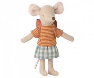 MAILEG Ubranko myszki - Clothes and bag, Big sister mouse - Old rose