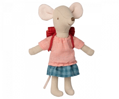 MAILEG Ubranko myszki - Clothes and bag, Big sister mouse - Red