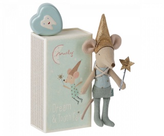 MAILEG wróżka zębuszka Brat, Tooth fairy mouse in matchbox - Blue