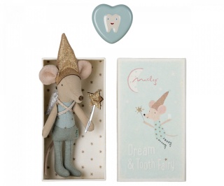MAILEG wróżka zębuszka Brat, Tooth fairy mouse in matchbox - Blue