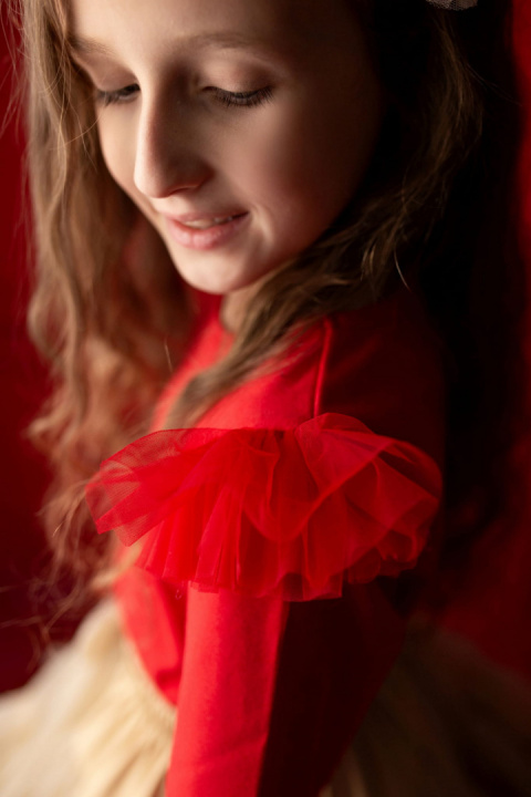 Bluzka Angel - Czerwona - Manufaktura Falbanek Bluzka Angel - Czerwona - Manufaktura Falbanek