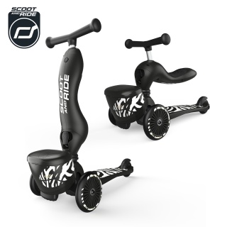 SCOOTANDRIDE Highwaykick 1 Lifestyle 2w1 Jeździk i hulajnoga z zamykanym schowkiem 1-5 lat Zebra