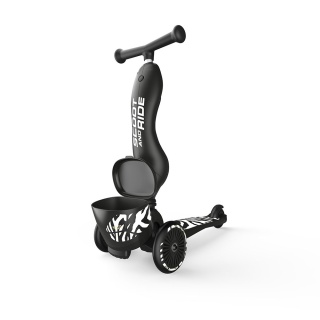 SCOOTANDRIDE Highwaykick 1 Lifestyle 2w1 Jeździk i hulajnoga z zamykanym schowkiem 1-5 lat Zebra
