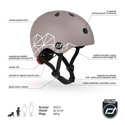 SCOOTANDRIDE Kask XXS-S dla dzieci 1-5 lat Brown Lines SCOOTANDRIDE Kask XXS-S dla dzieci 1-5 lat Brown Lines