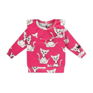 DEAR SOPHIE JOGINEK RÓŻ LONGSLEEVE BLUZKA Z FALBANKĄ