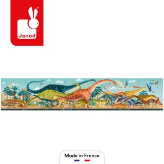 Janod Puzzle panoramiczne w walizce Dinozaury 100 elementów 6+ Made in France