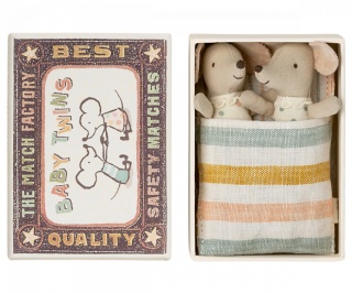 MAILEG Myszki bliźniaki w pudełku, Twins, Baby mice in matchbox