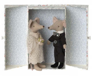 Młoda Para mama i tata MAILEG, Wedding mice couple in box