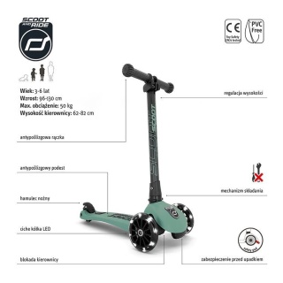 Hulajnoga składana ze świecącymi kółkami ScootandRide Highwaykick 3 LED Forest