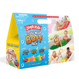 ZIMPLI KIDS Zestaw kształtów i proszków do kąpieli, 16 szt. (7 rodzajów), Mega Baff Pack, 3+