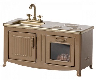 Mini metalowa kuchnia dla myszek Maileg Light brown