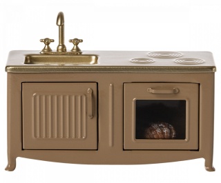 Mini metalowa kuchnia dla myszek Maileg Light brown
